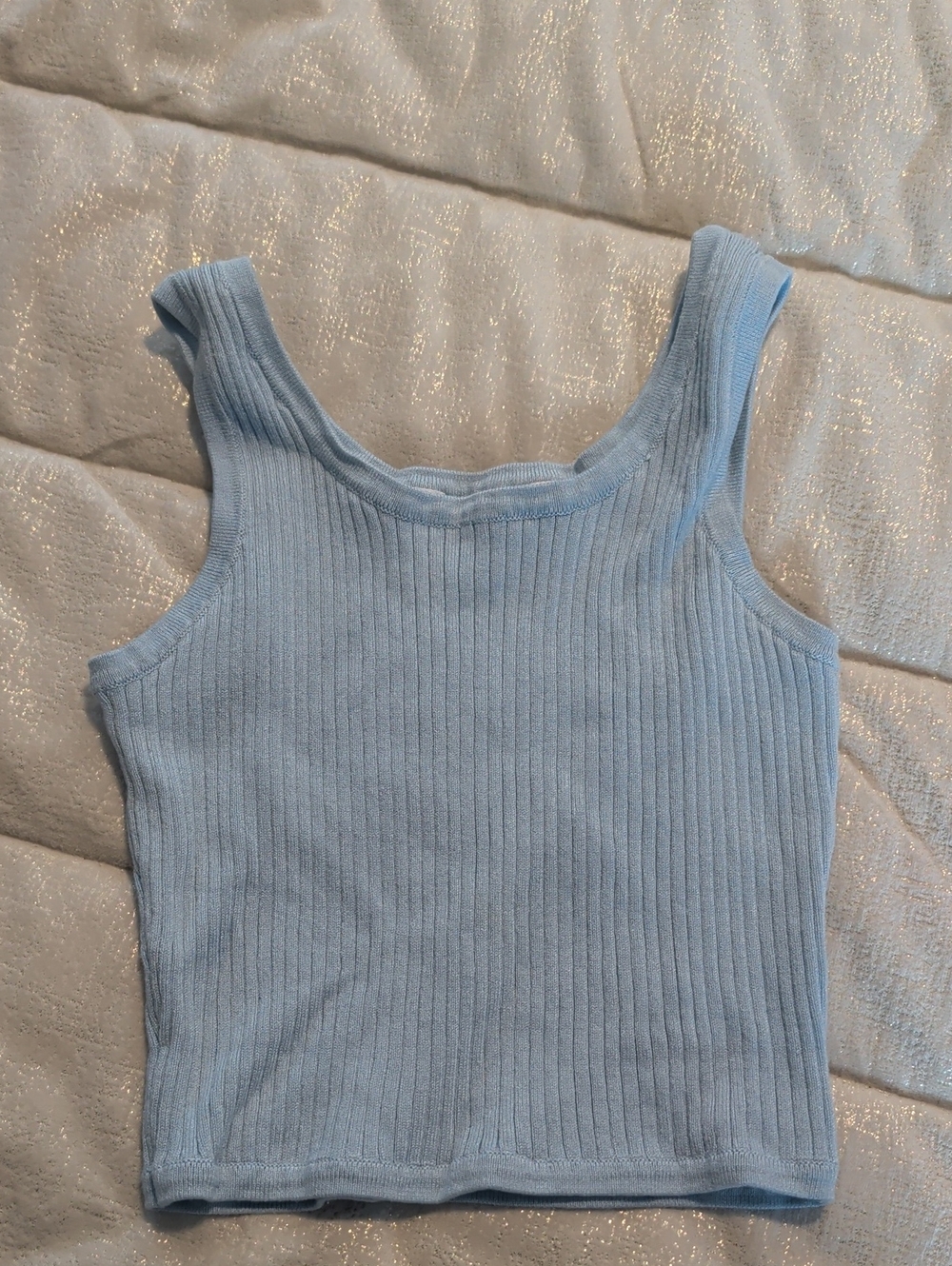 H&M Girls Light Blue Ribbed Tank Top Sleeveless Crop